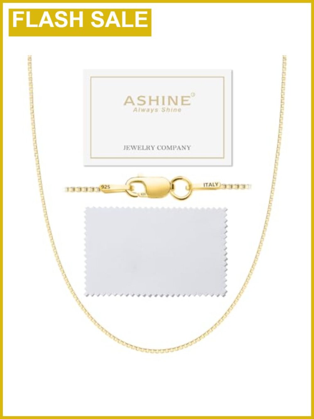 14K Gold Box Chain Necklace Pendant Ready 18"